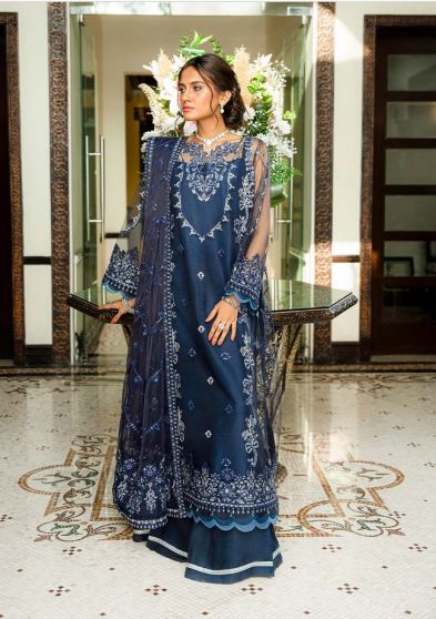 White and outlet blue pakistani dress