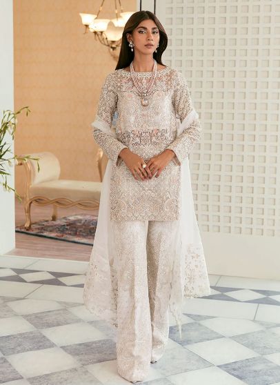 White Georgette Indian Pakistani Long Palazzo Suit SFZ128287 –  ShreeFashionWear