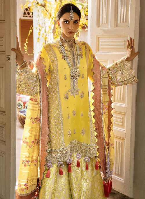 Yellow & Green Gharara Outfit Evening Wear IMADA2021Y - Imani Studio