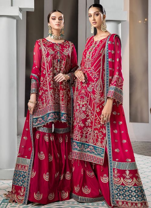 Darkash Embroidered Pakistani Gharara Suit Sharara Suit