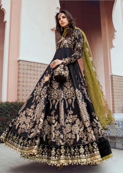 Black and gold anarkali suit best sale