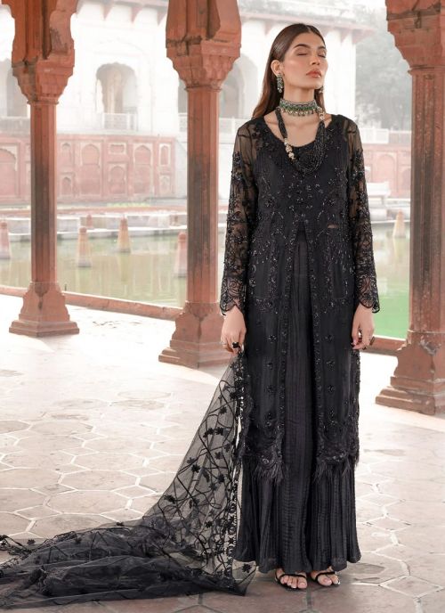 Buy Georgette Black Embroidered Work Designer Palazzo Salwar Suit Online :  Italy -