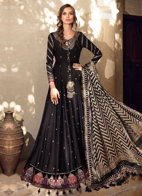 black and gold anarkali