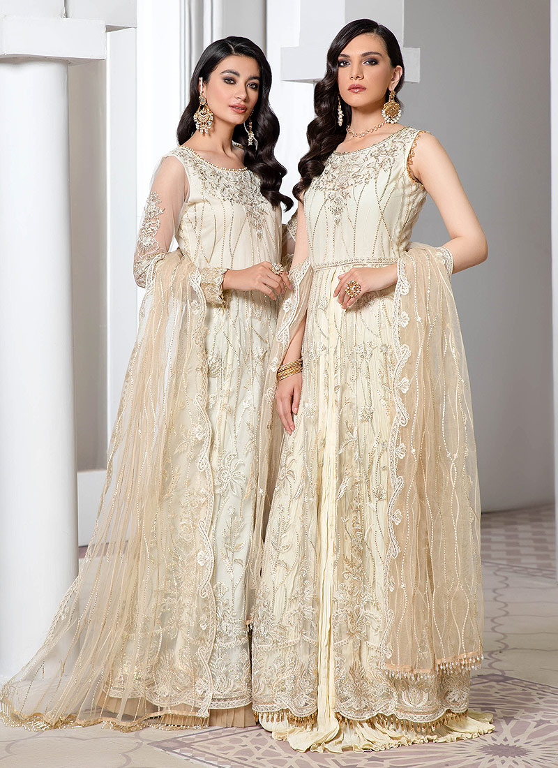 Ivory hotsell anarkali suit